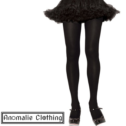 Opaque Nylon Spandex Tights in Black