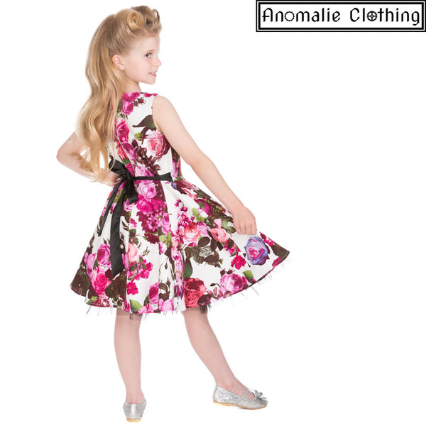 Audrey Pink and Cream Floral Children's Dress