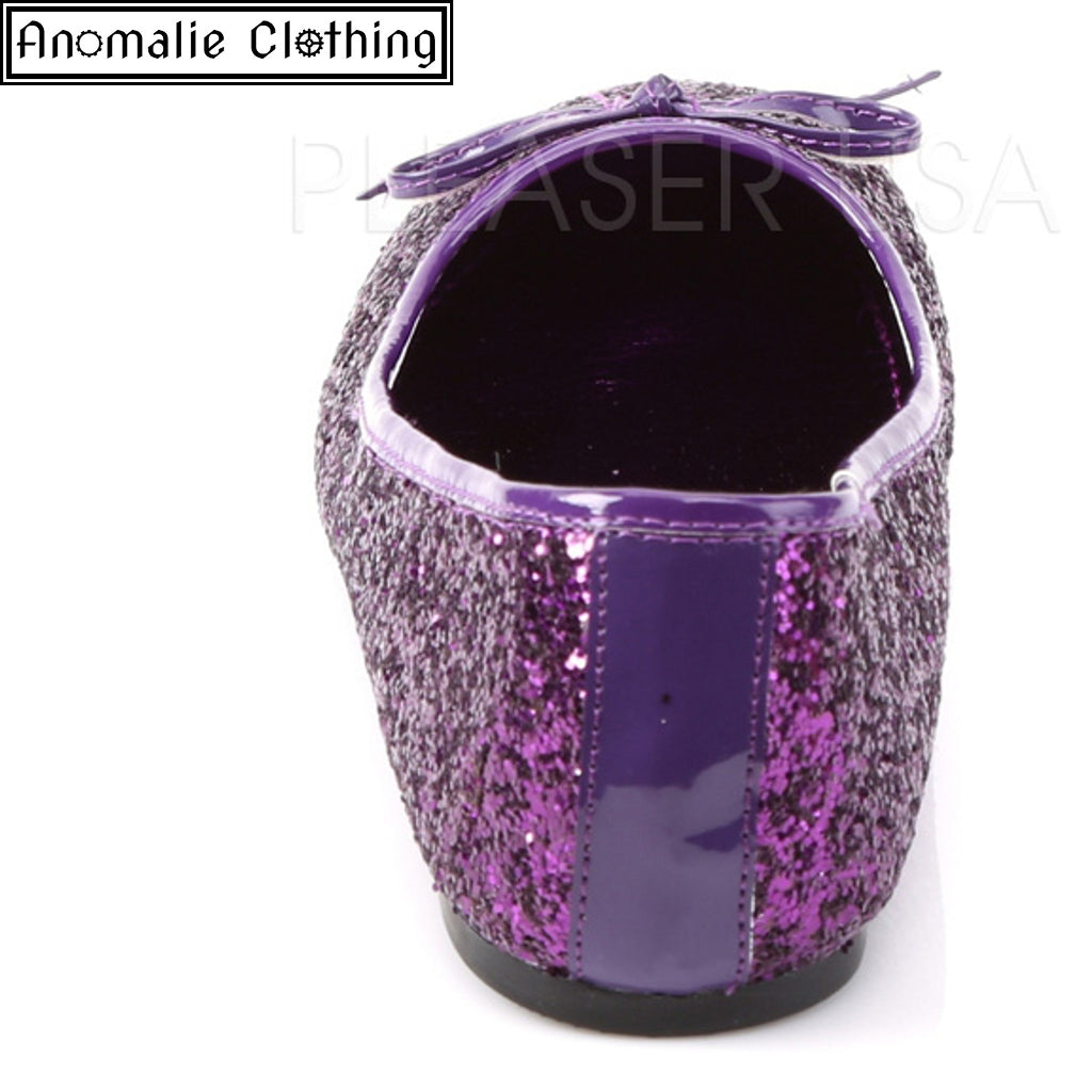 Glitter Ballet Flats in Purple