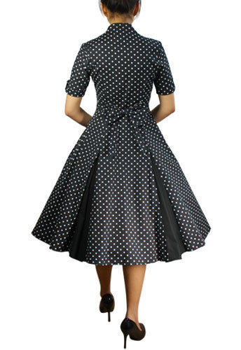 Black & White Retro Polka Dot Swing Dress