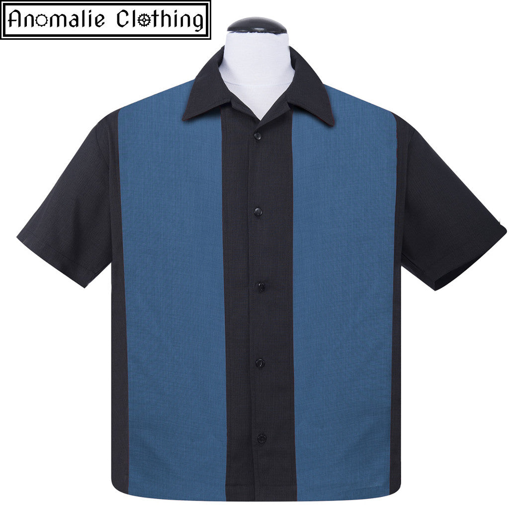 Black & Blue Mid Panel Button Up Mens Shirt