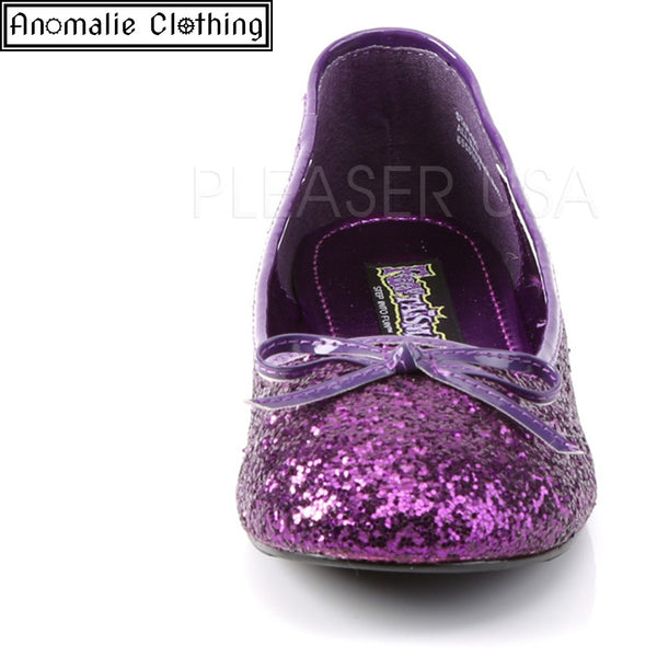 Glitter Ballet Flats in Purple