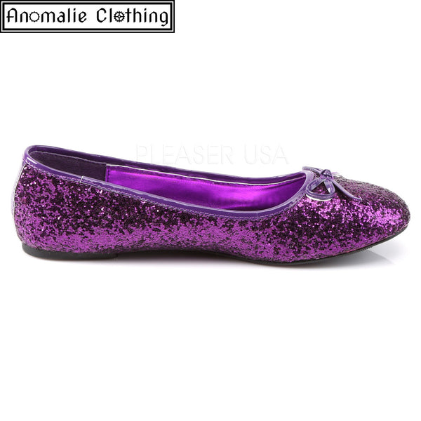 Glitter Ballet Flats in Purple