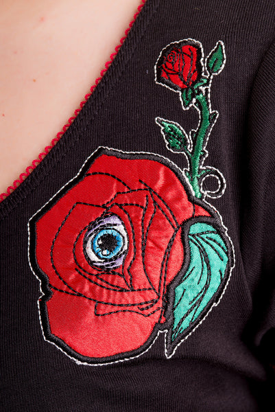 Black & Red Creepy Rose Dress - One Size XS left!
