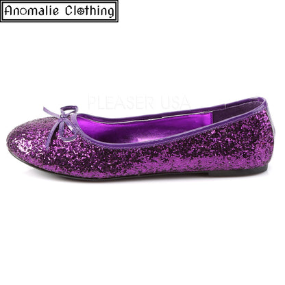 Glitter Ballet Flats in Purple