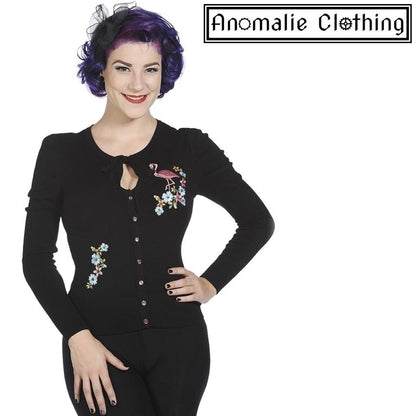 Pink Flamingo Cardigan in Black